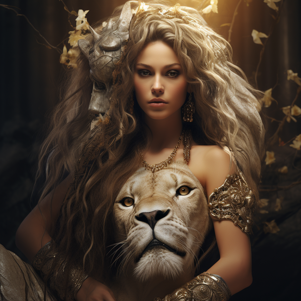 Majestic lioness goddess ruling