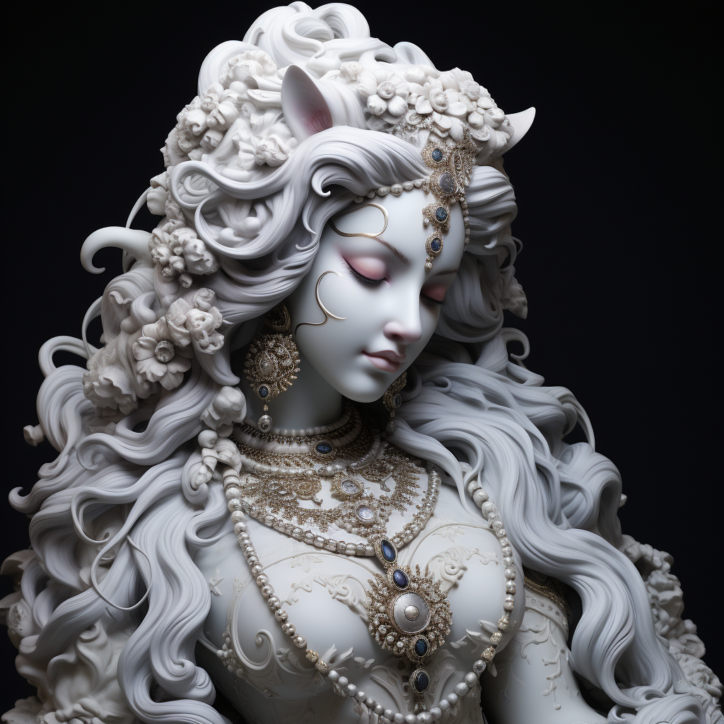 Realistic Marble Carving of Goddess Mayshasur