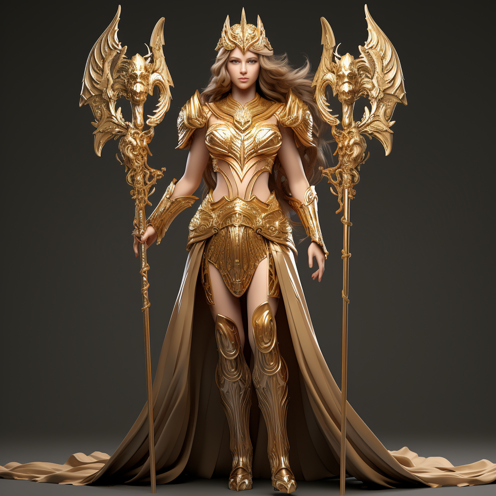 Pallas Athena in golden armor