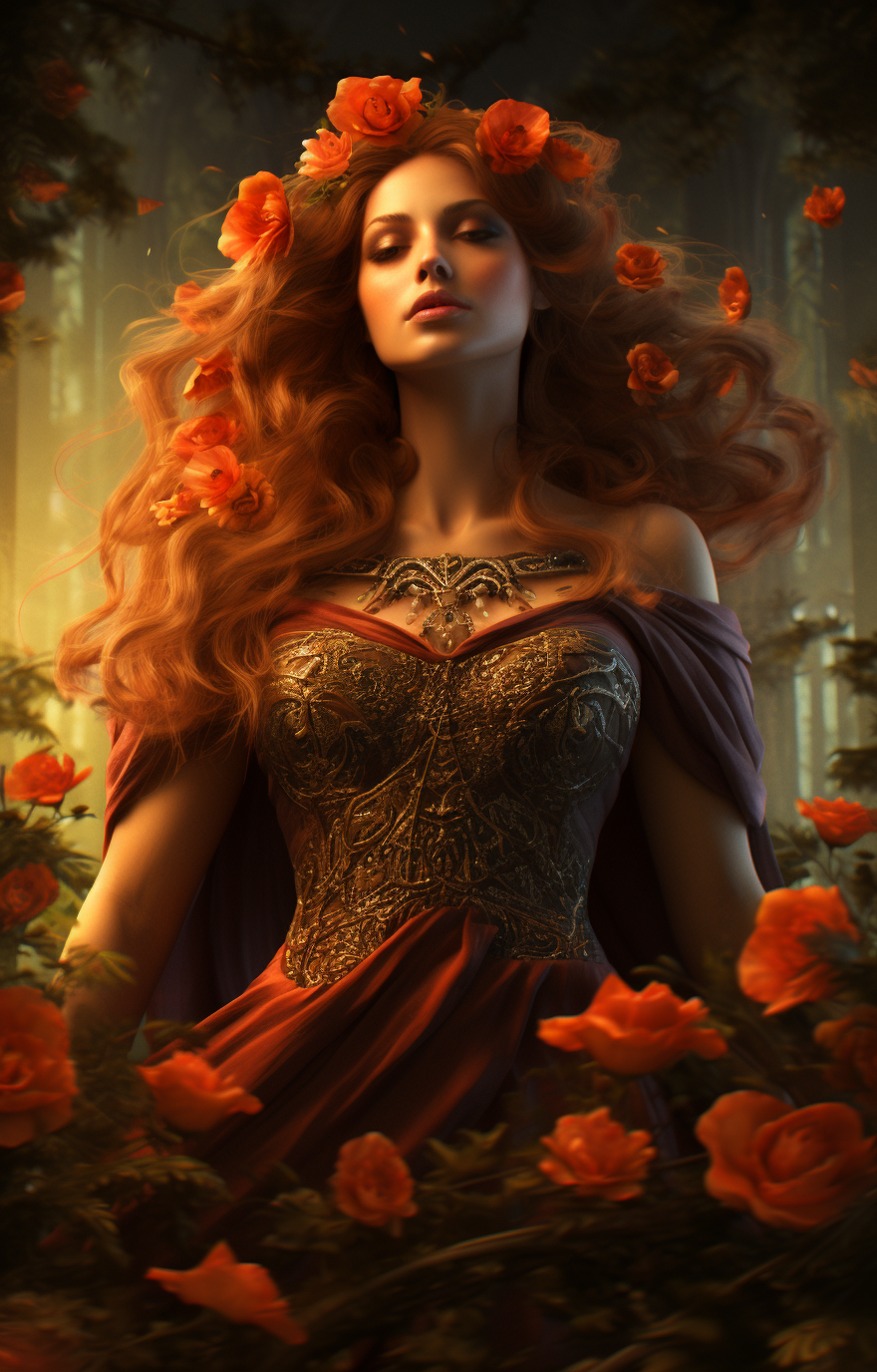 Powerful Goddess Persephone in Spring and Underworld