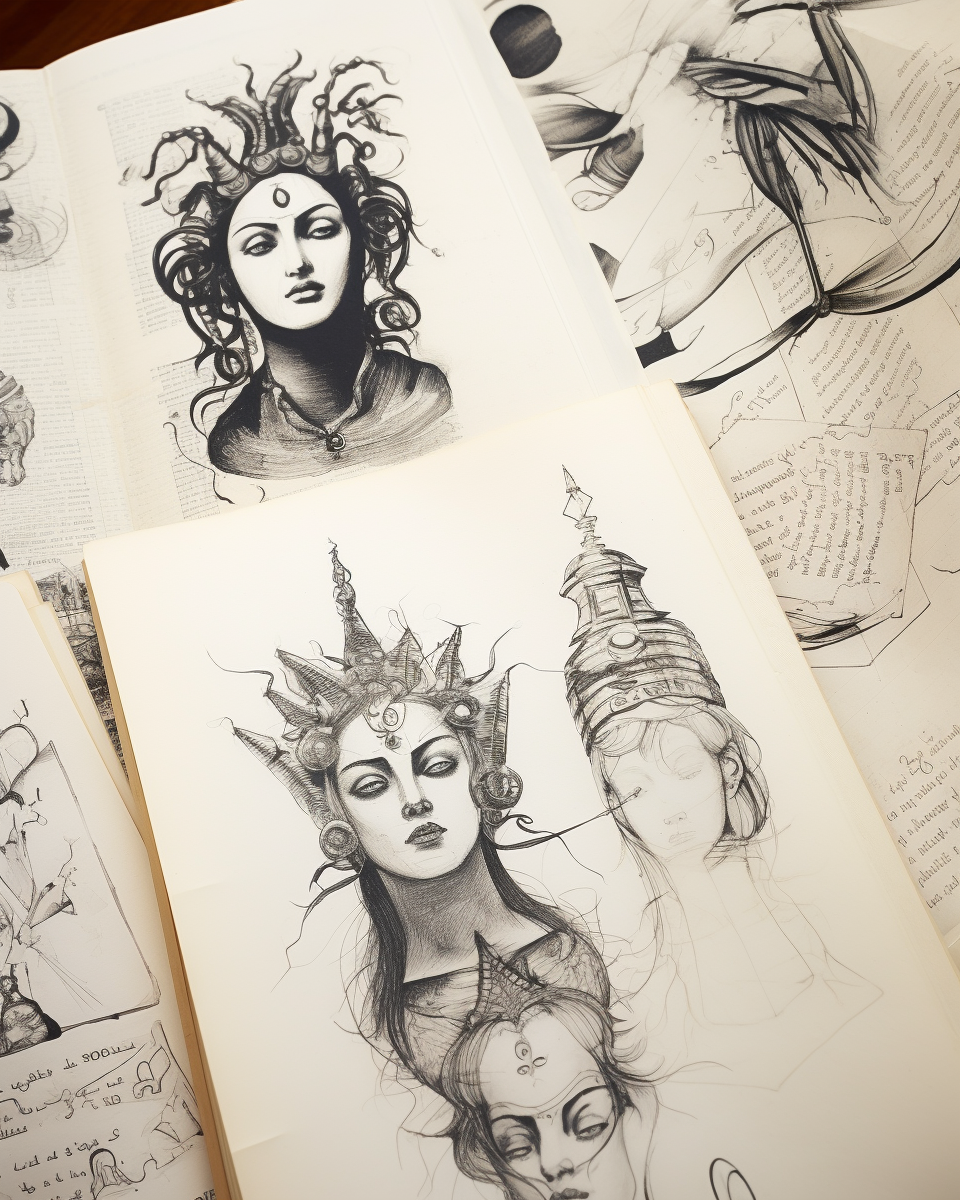 Ancient Goddess Women Drawings