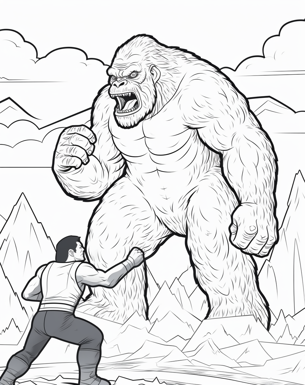 Godzilla fighting giant gorilla picture