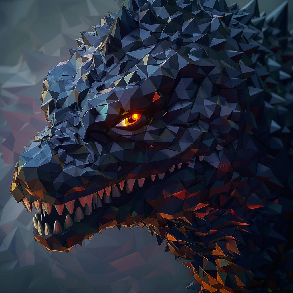 Low Poly Godzilla Portrait