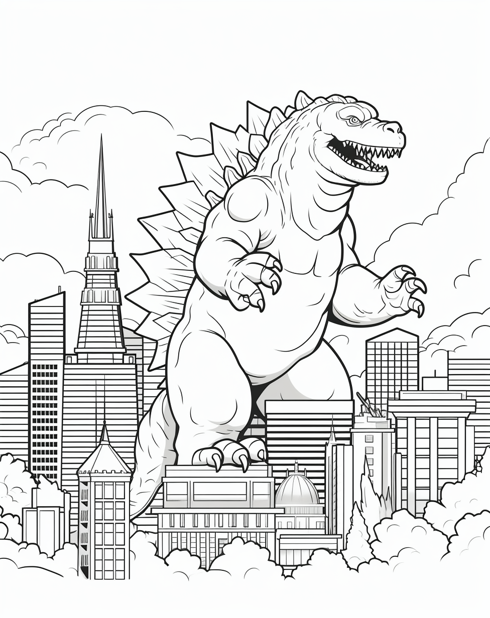 Godzilla Saving Japan Coloring Page