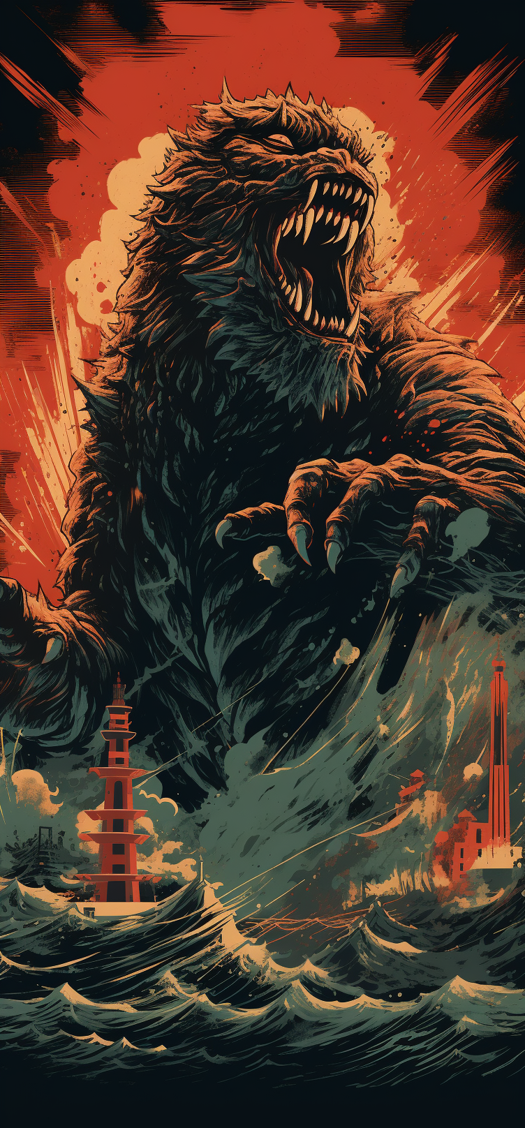 Monstrous godzilla in lovecraftian voodoo fantasy