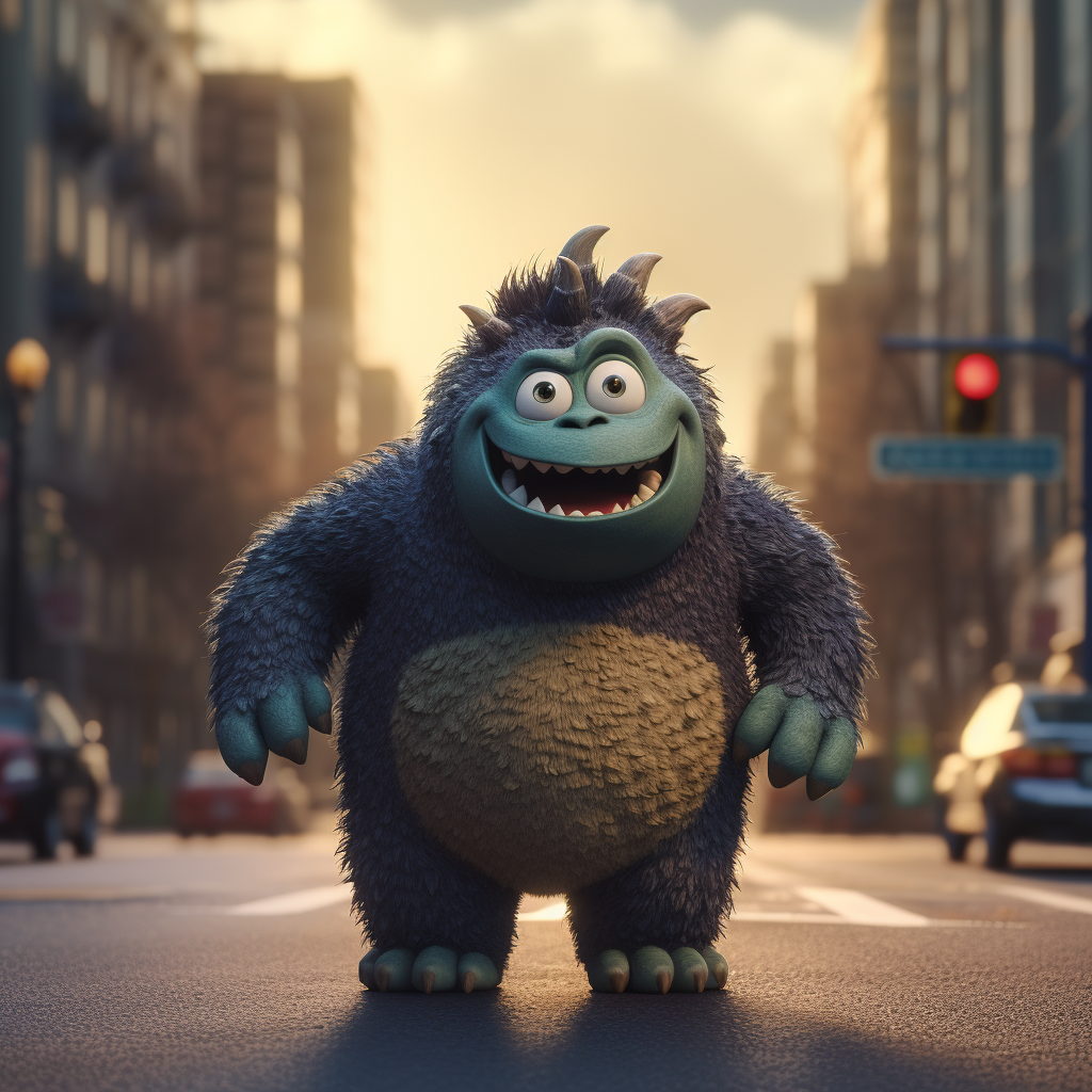 Godzilla transformed into a Pixar character