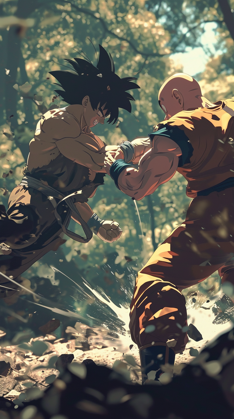 Powerful Goku and One Punch Man clash