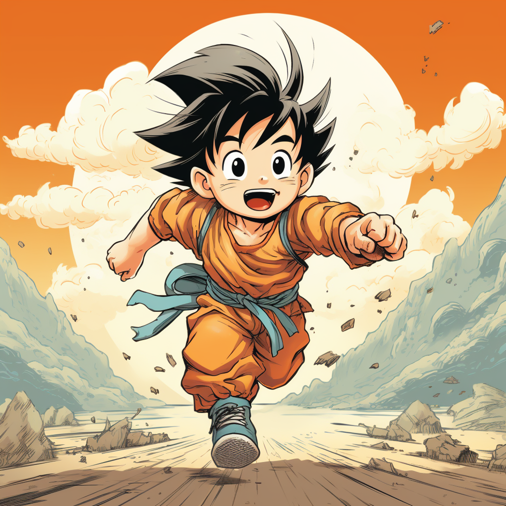 Goku running manga style boy