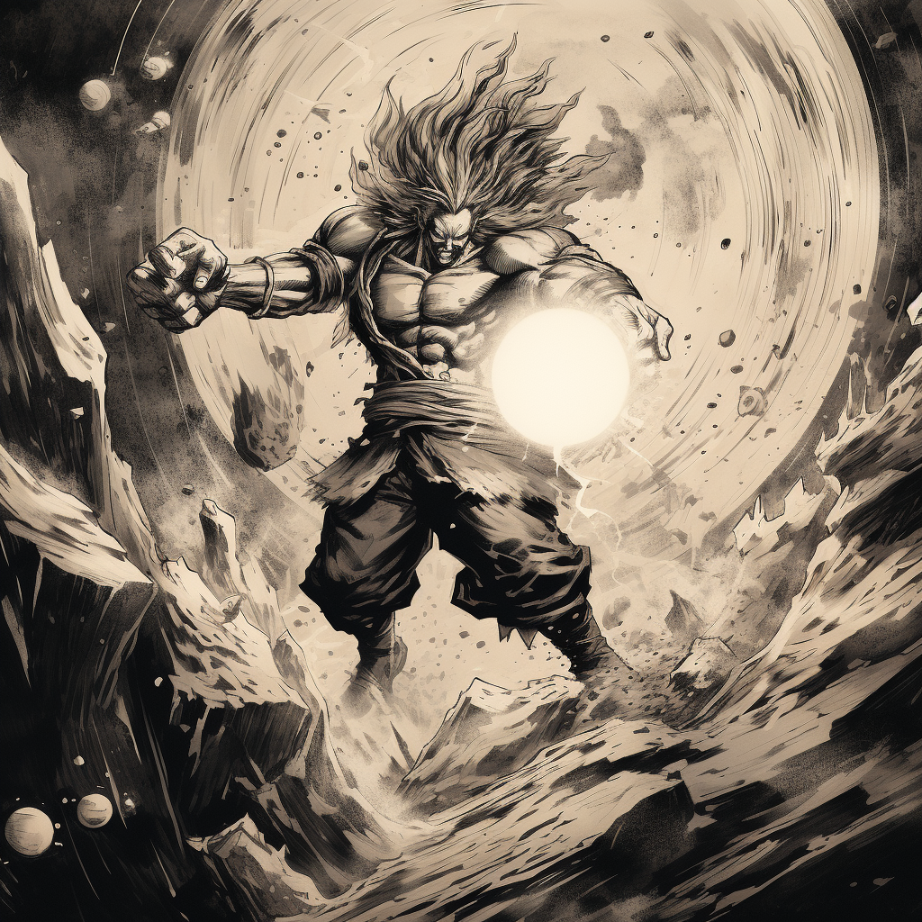 Super Sayajin Goku throwing a fireball