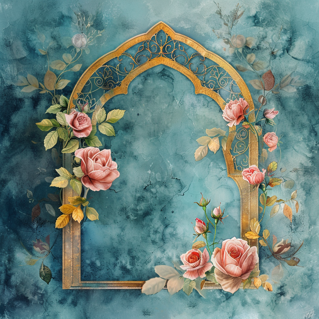 Gold Arabic Arch Frame Roses