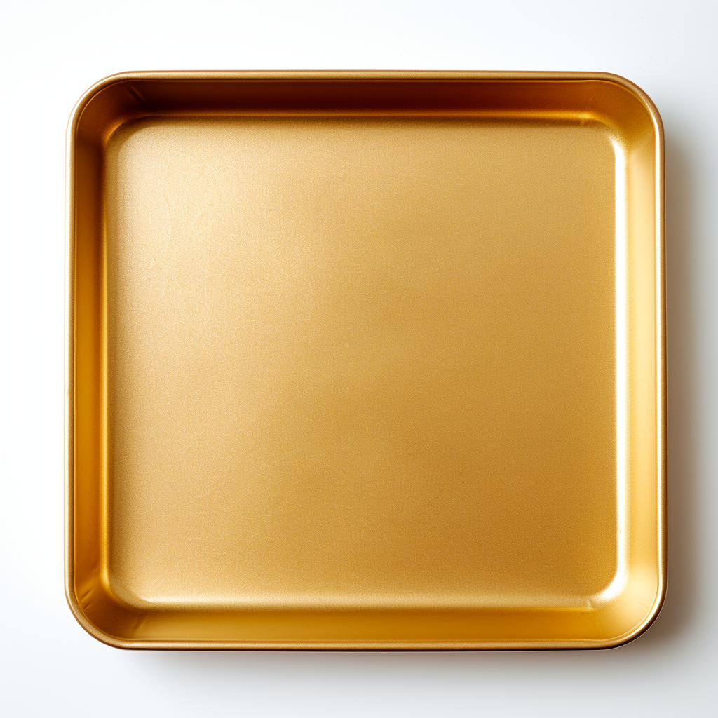 Beautiful gold baking tray on white