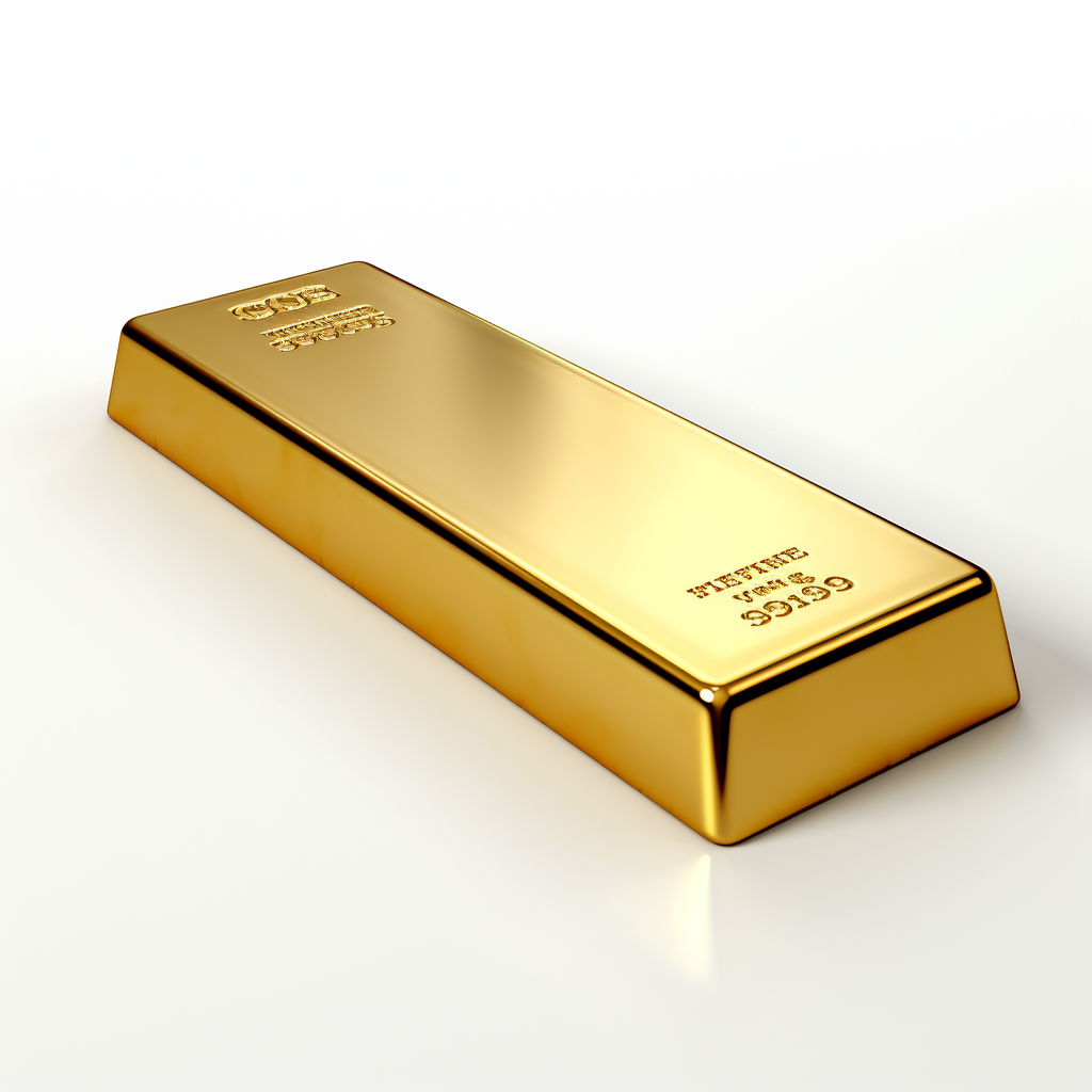 Gold bar on white background