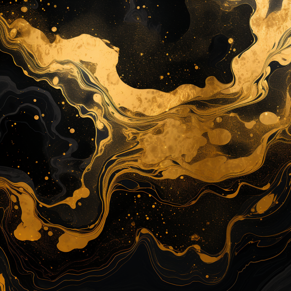 Gold Black Marble Liquid Surface