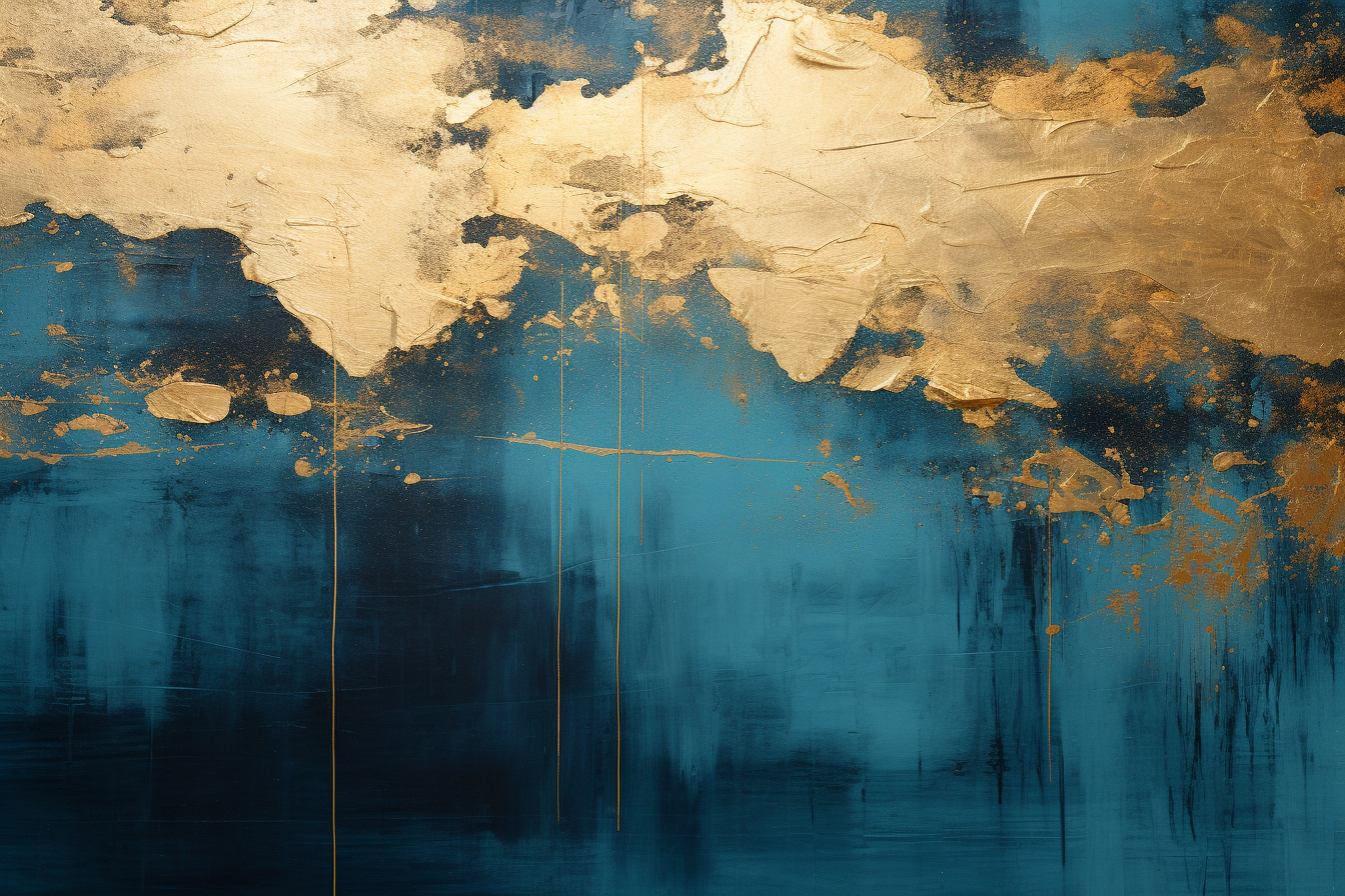 Abstract Painting in Gold and Blue