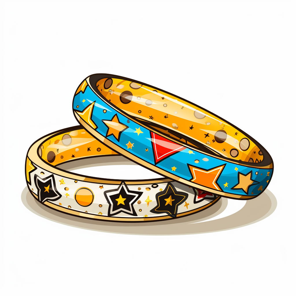 Gold Bracelets Cartoon Sticker White Background