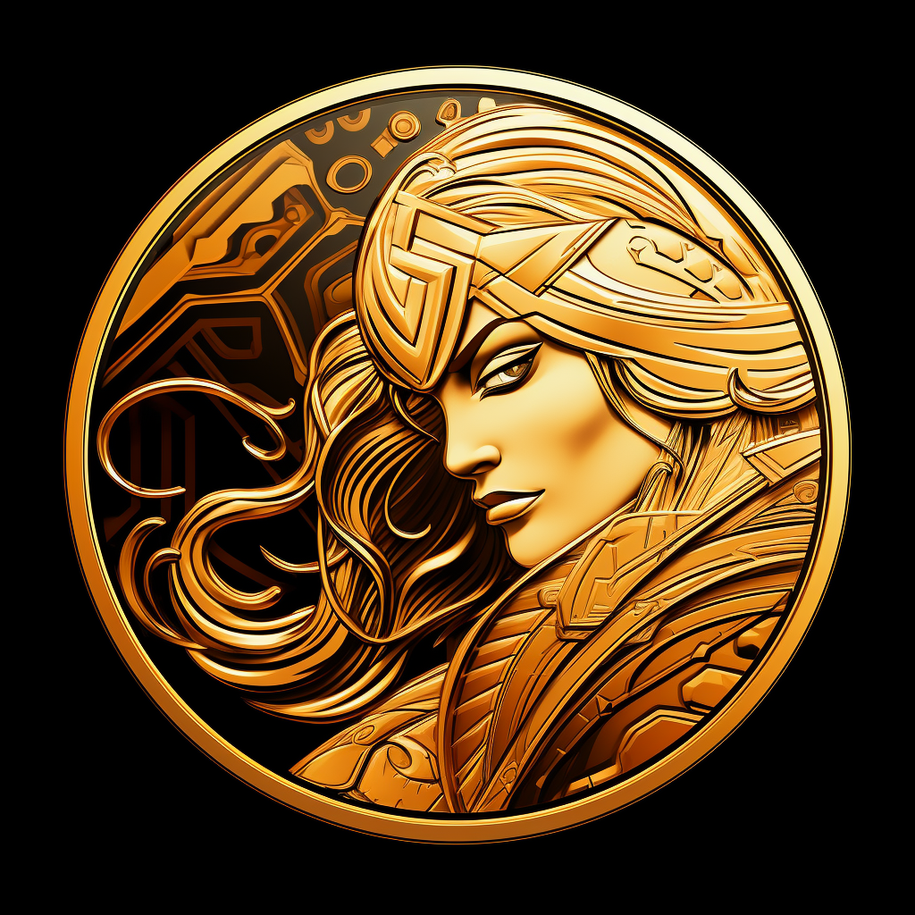 Gold Coin on Black Background Comics Style