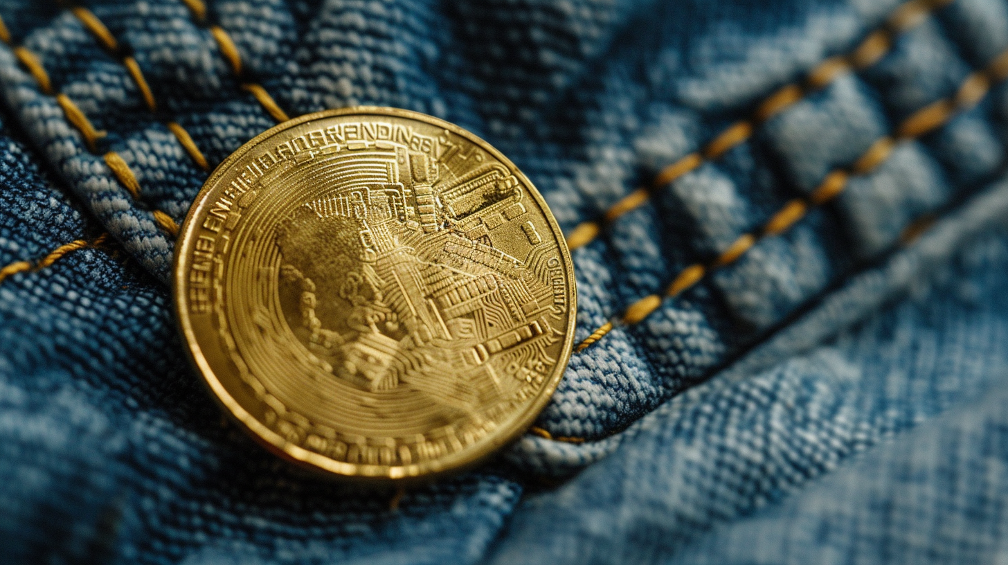 Close Up Gold Coin Pocket