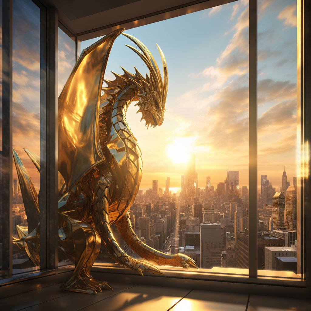 Gold Dragonborn Looking Out Window