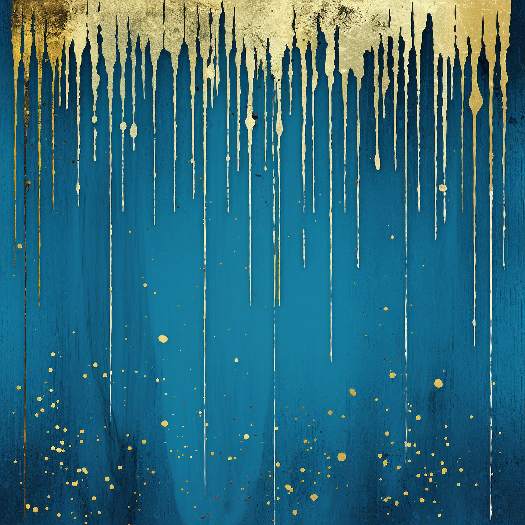 Gold Drips Border on Blue Grunge Background