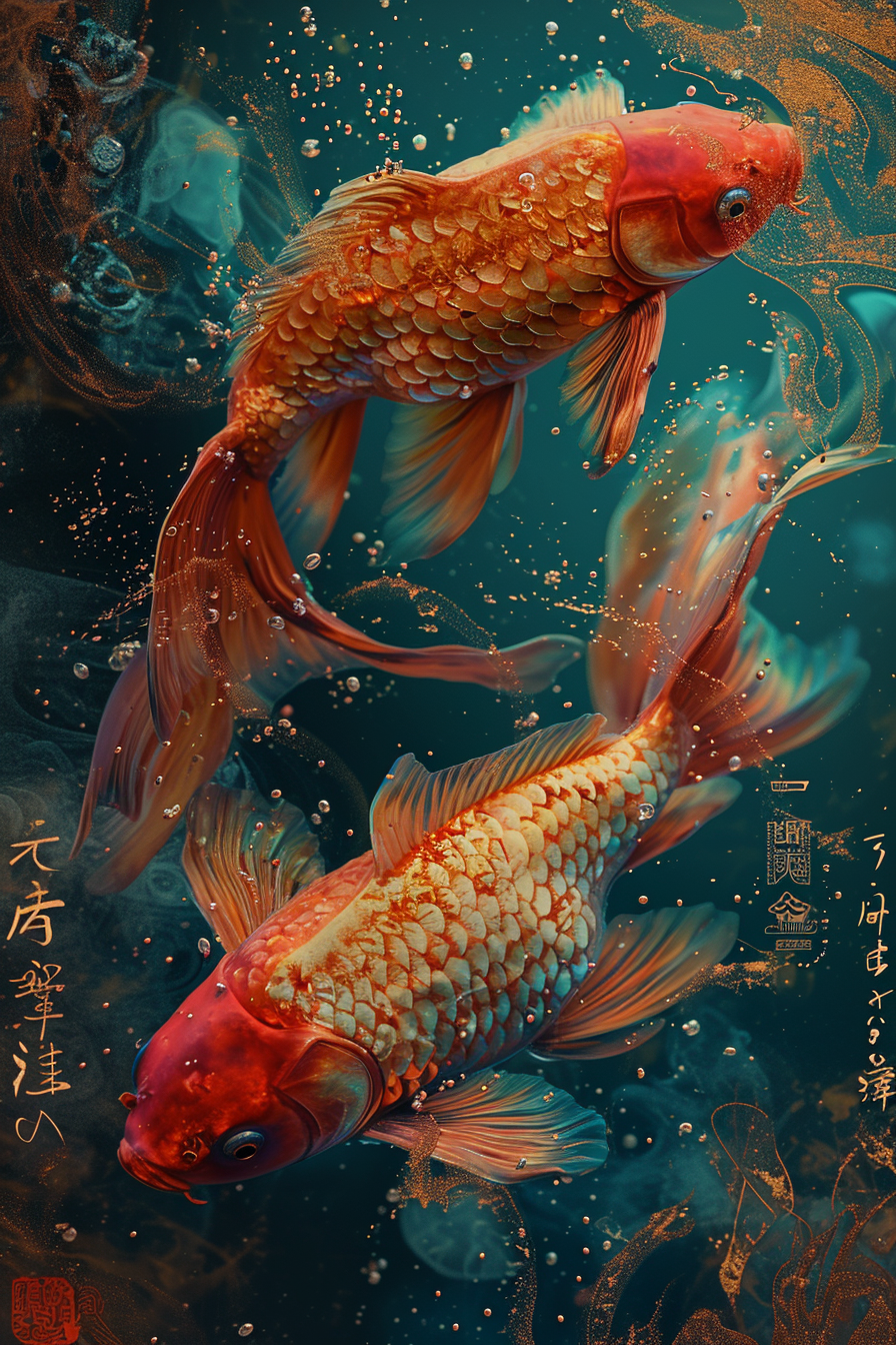 Chinese New Year gold fish art