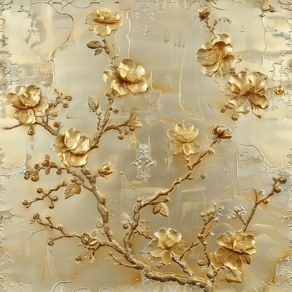 Gold floral chinoiserie pattern