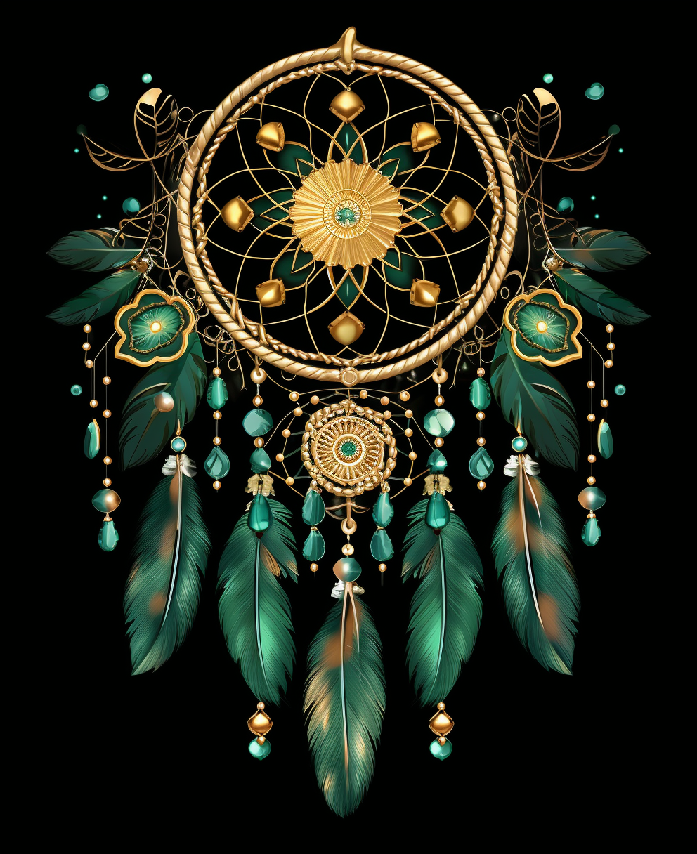 Golden Dream Catcher with Flowers