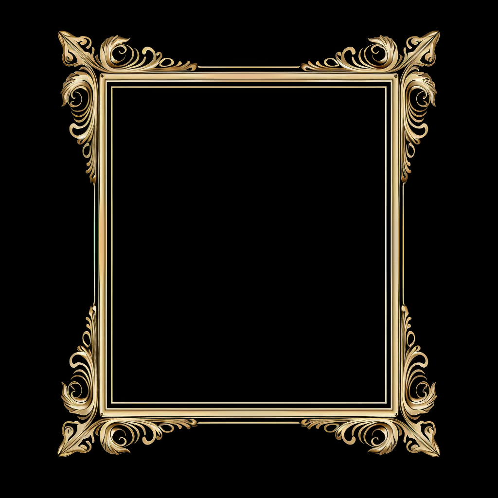 Gold Frame Corner Decorative Element on Black Background