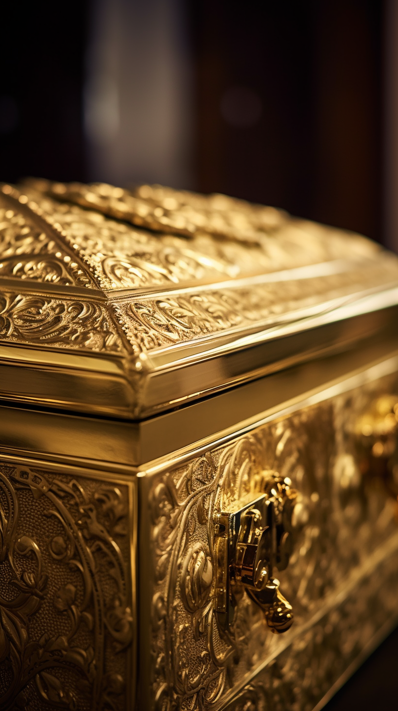 Beautiful gold funeral casket photo