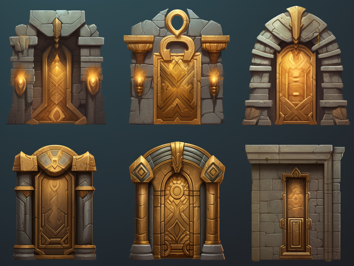 Shiny gold gate in game assets