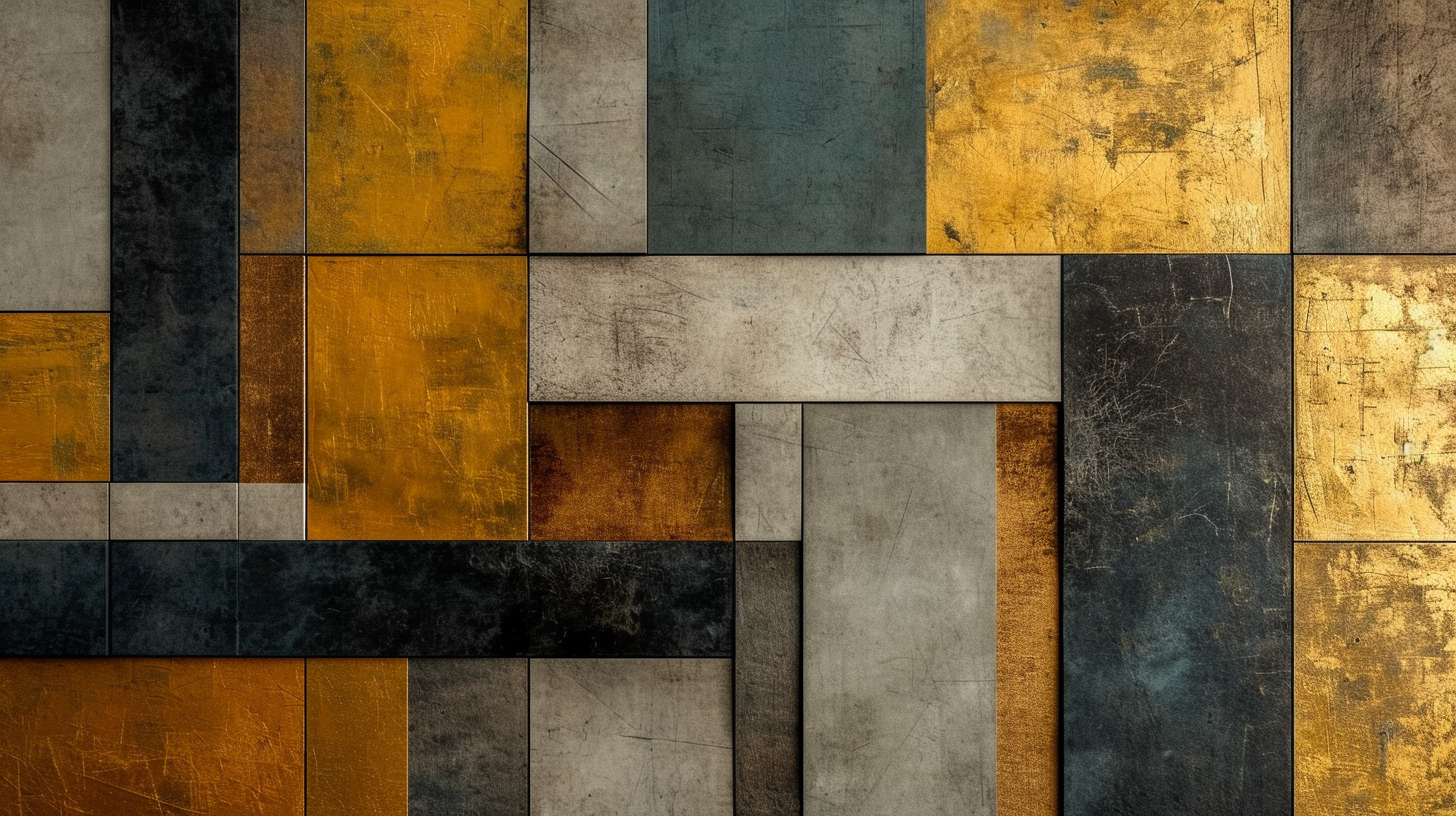 Colorful flat blocks in gold, gray, brown