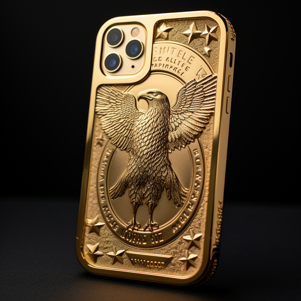 Gold iPhone Case with American Eagle Design