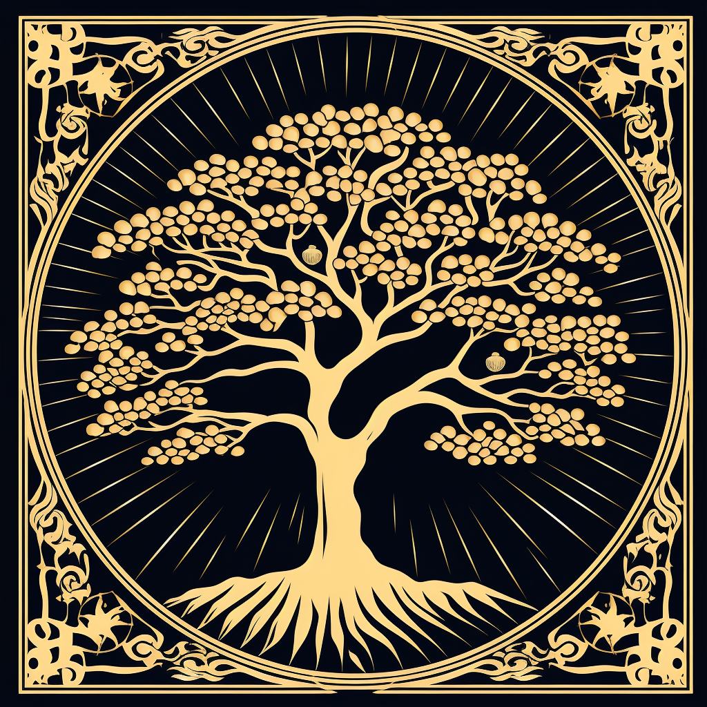 Minimalistic gold tree pattern