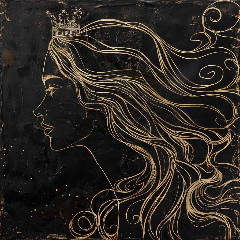 Elegant gold leaf queen portrait