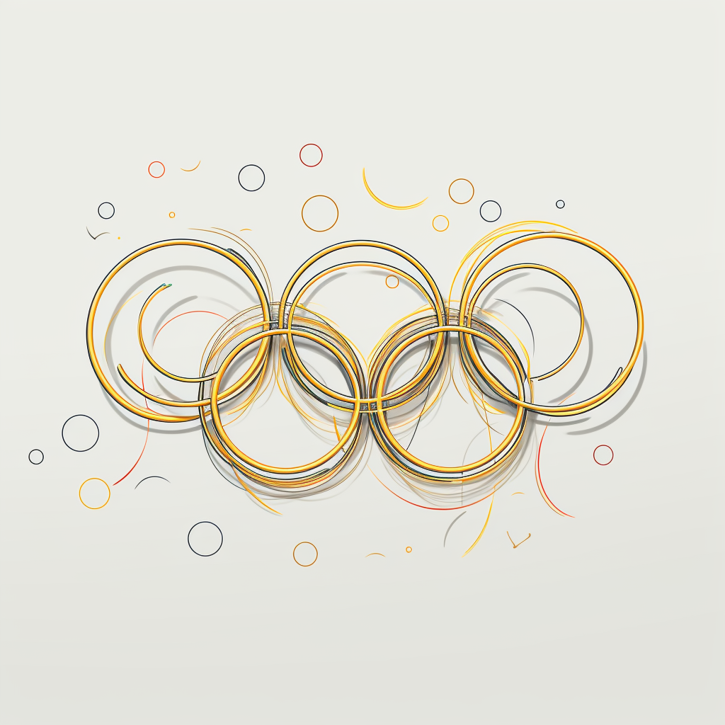 Gold Line Art Rings Olympics Games