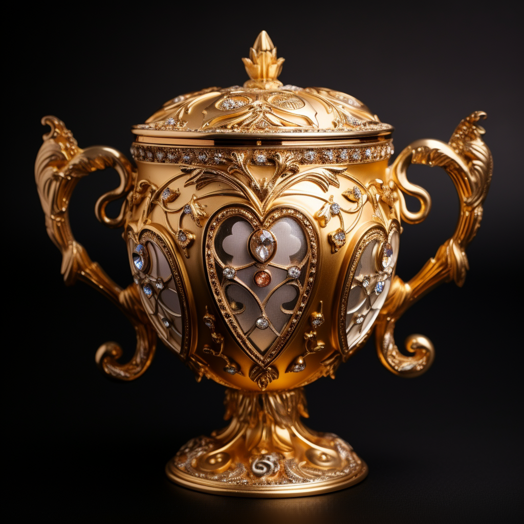 Beautiful gold love cup chalice with hearts