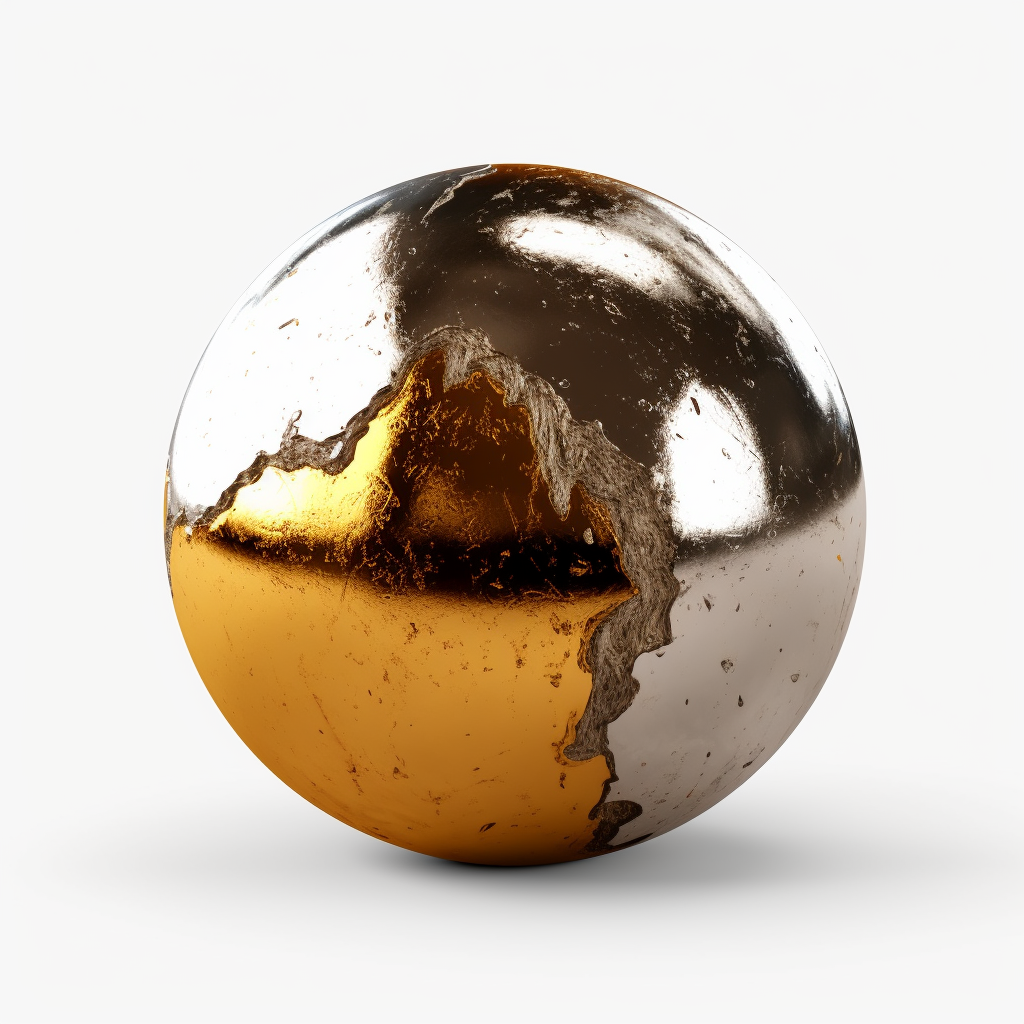 Gold Material Shader Ball on White Background