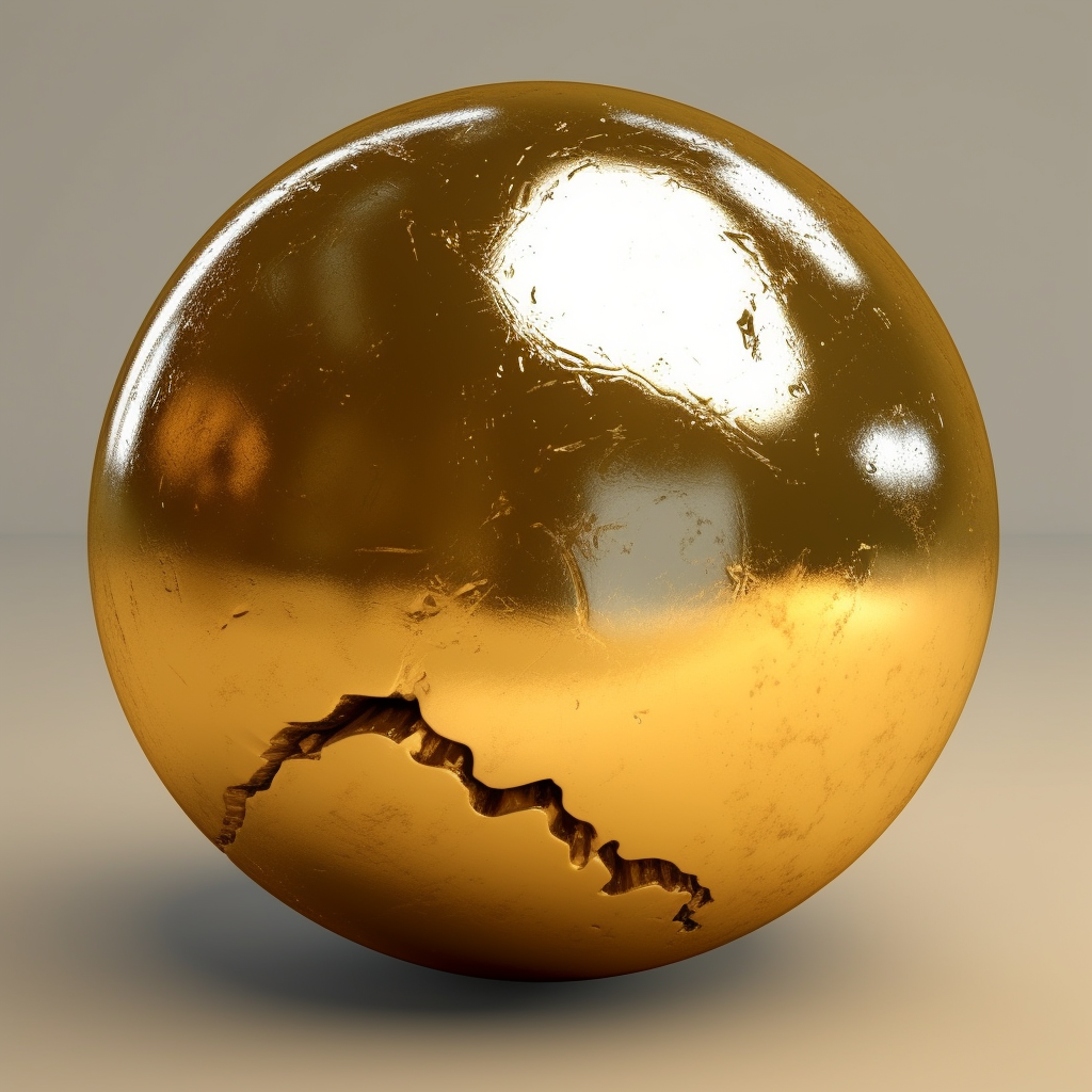 Tarnished Gold Material Dripping Render