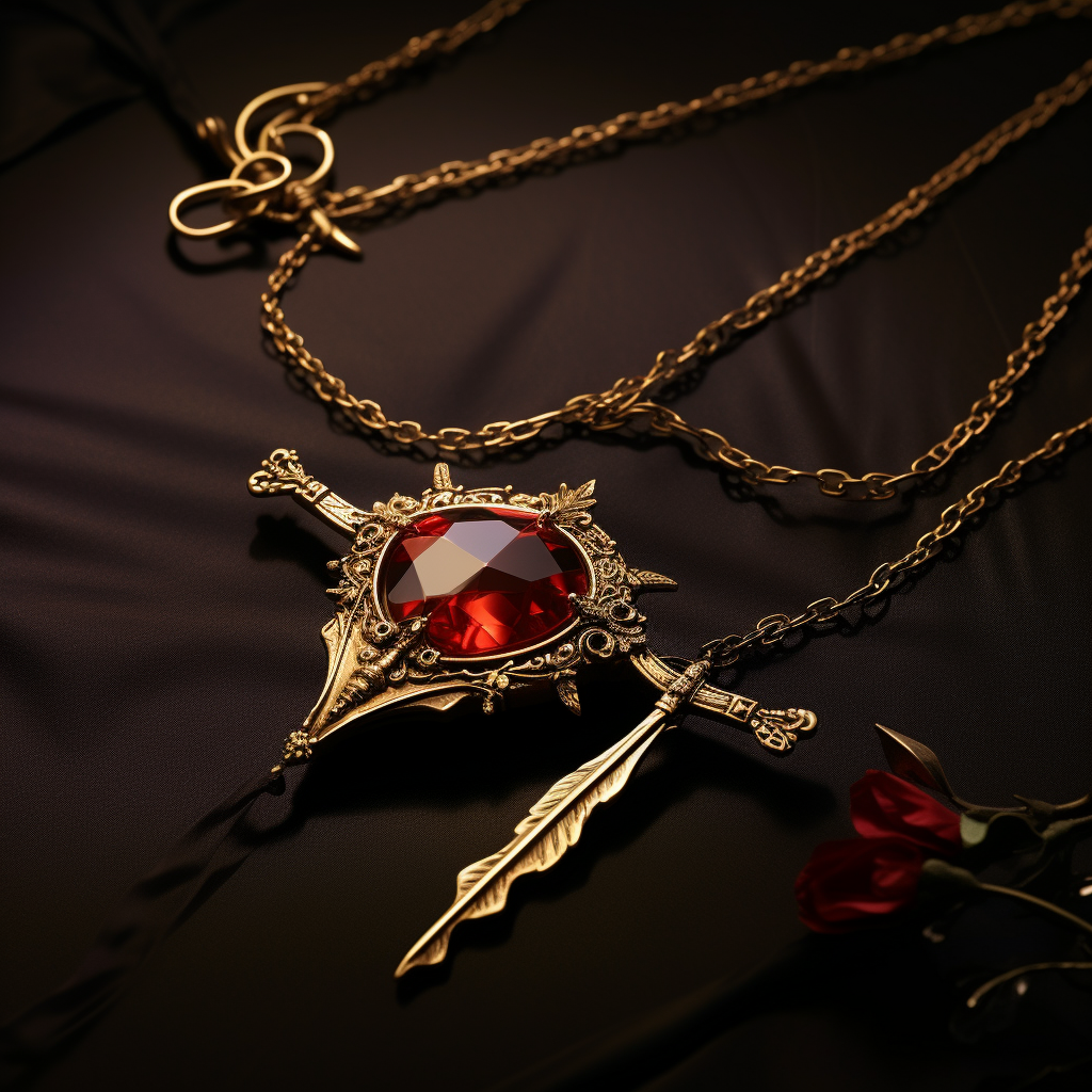 Elegant gold necklace with crossbow pendant