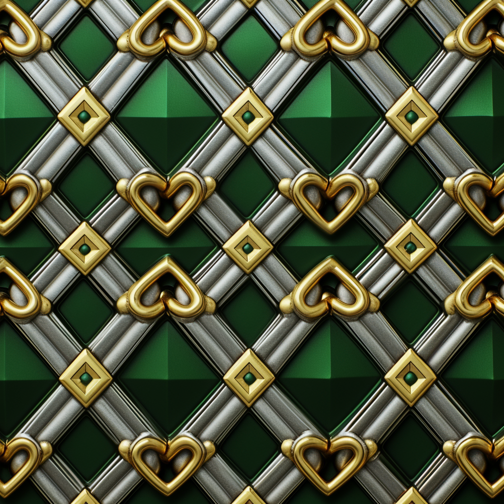 Shining gold, platinum, and diamond link pattern