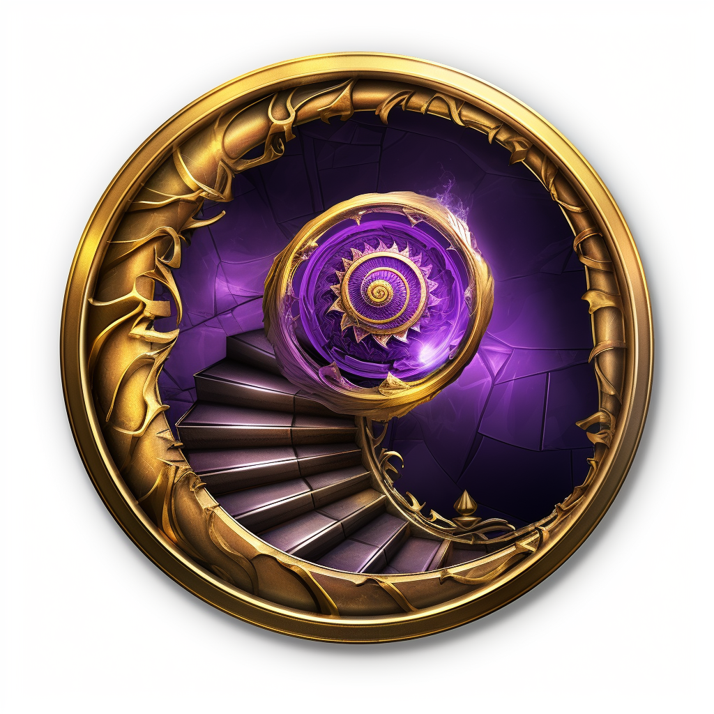 Emblem of Gold and Purple Spiral Staircase