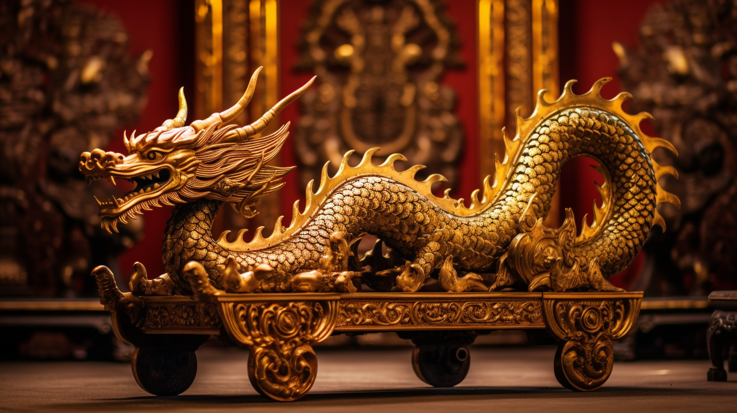 Beautiful Gold Dragon Bench Background