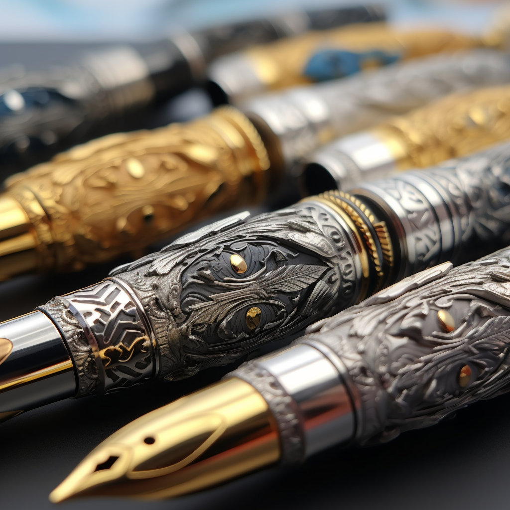 Elegant gold and silver fountain pens