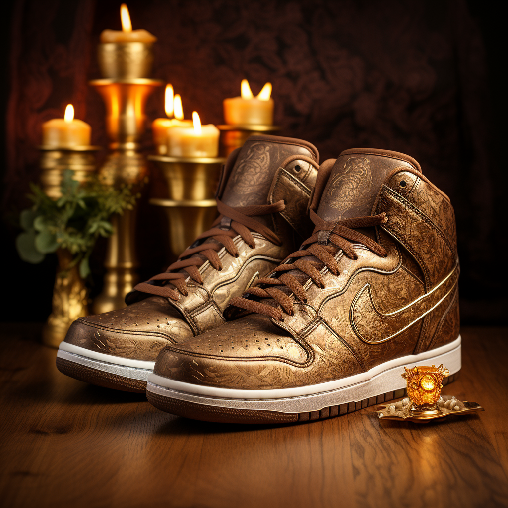 Gold sneakers with Russian Orthodox Church influence