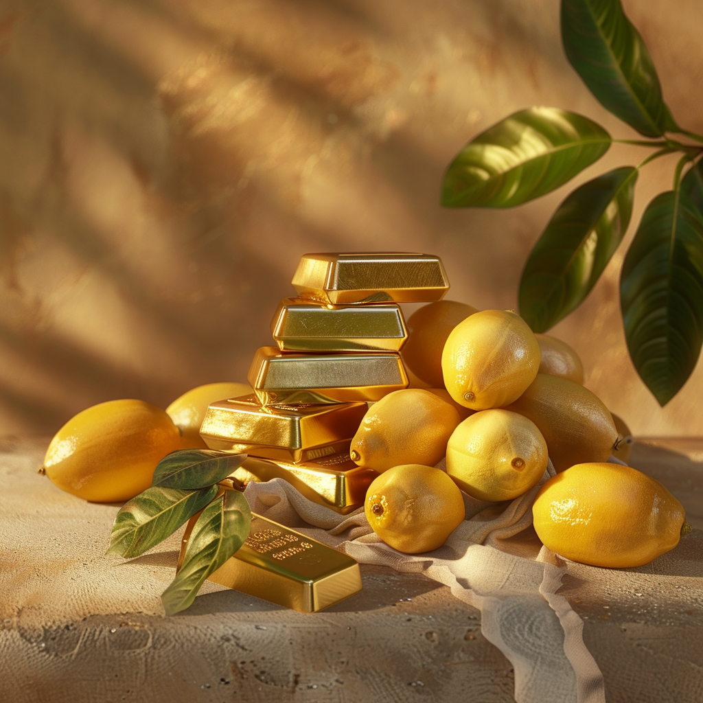 Vibrant small gold bars lemons mangoes