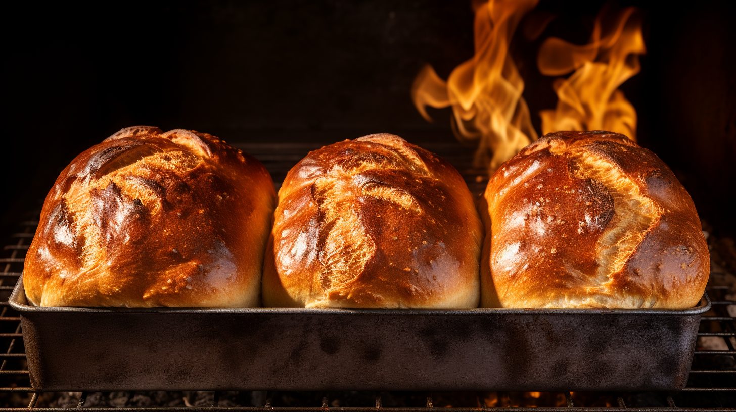 Golden brown freshly baked bread