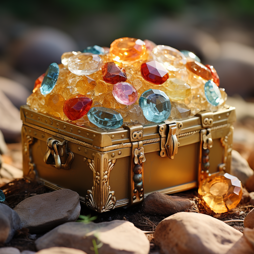 Colorful gemstones in candy treasure