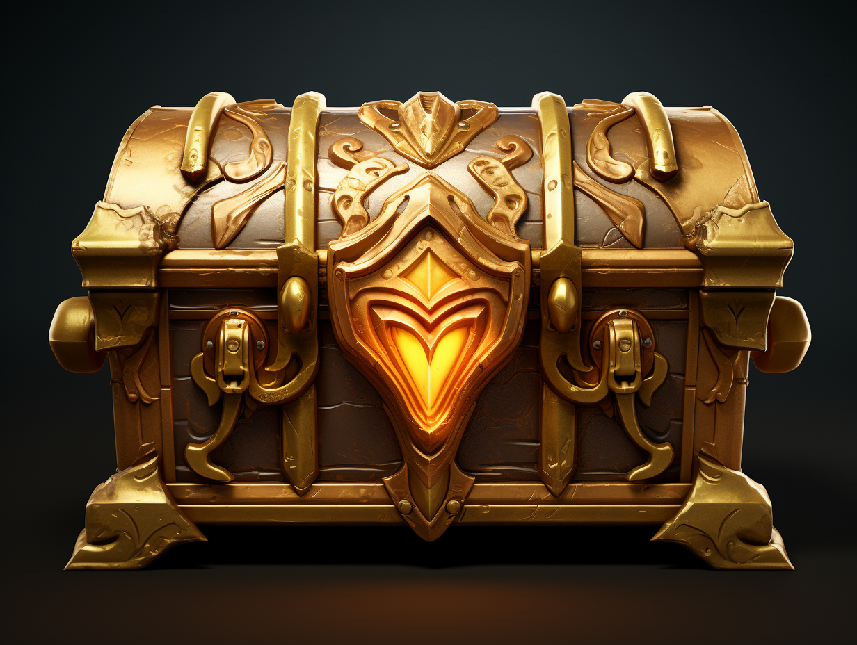 Game assets set with golden chest