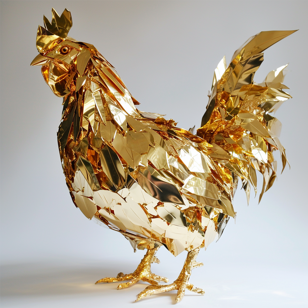 Exquisite golden chicken statue photo