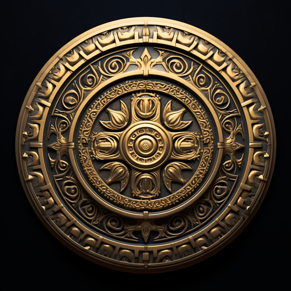 Golden coin on black background game art