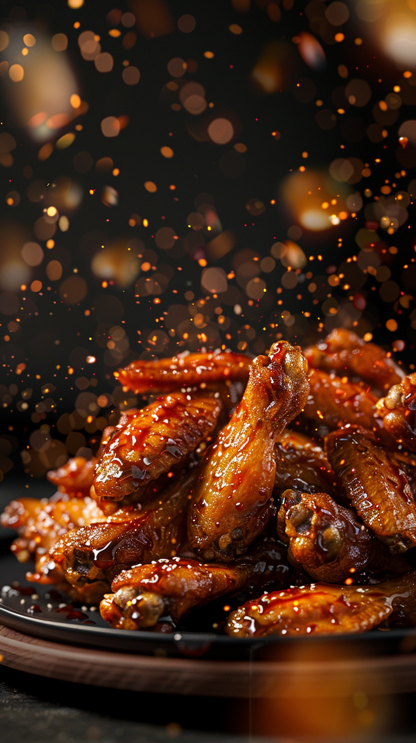 Plate of Delicious Golden Chicken Wings